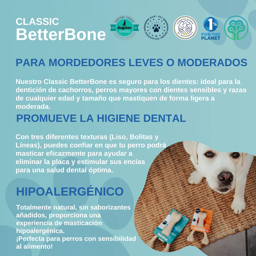 BetterBone CLASSIC: Hueso Masticable HIPOALERGÉNICO para perros MINI